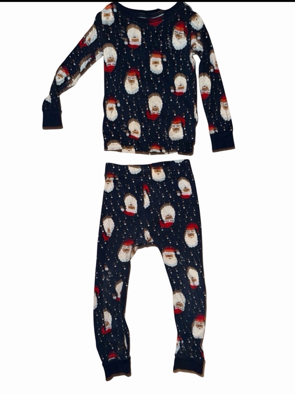 Kids Navy Santa Print Holiday Pajama Set